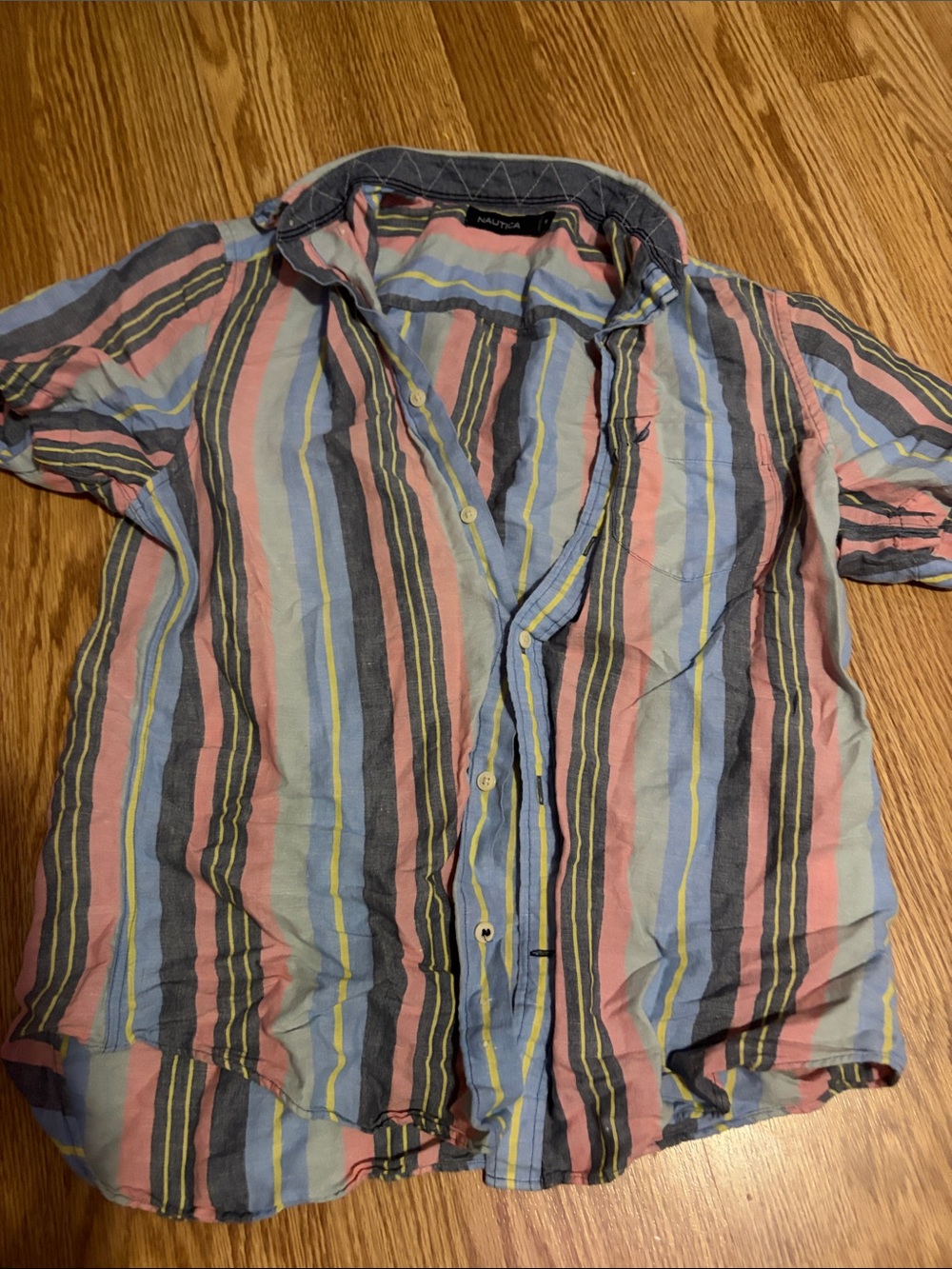 Nautica Men's Multicolor Striped Short-Sleeve Button Shirt